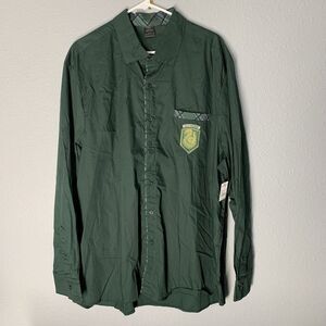 NWT Universal Harry Potter Slytherin Green Oxford Button Shirt Flip Cuff XXL